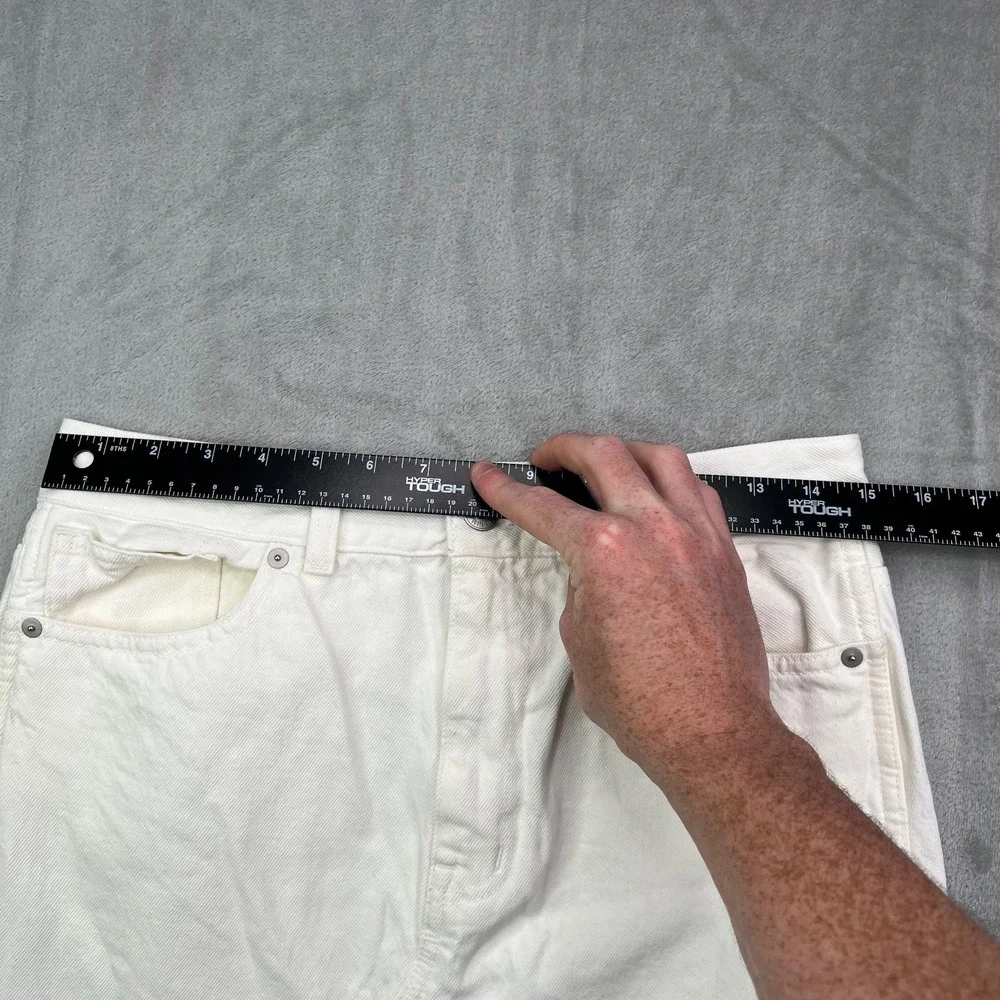 Madewell The Rilee Denim Midi Skirt Size 27 Slit Tile‎ White Cotton 90s